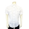 Men's Solid White Cotton Blend Short Sleeve Western Shirt