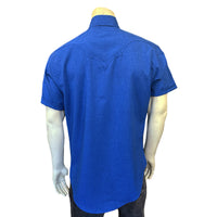 Men’s Short Sleeve Royal Blue Western Shirt with UV Protection