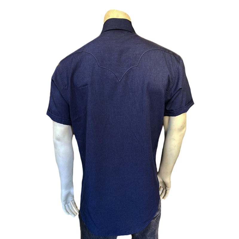 Men's Short Sleeve Navy Western Shirt with UV Protection