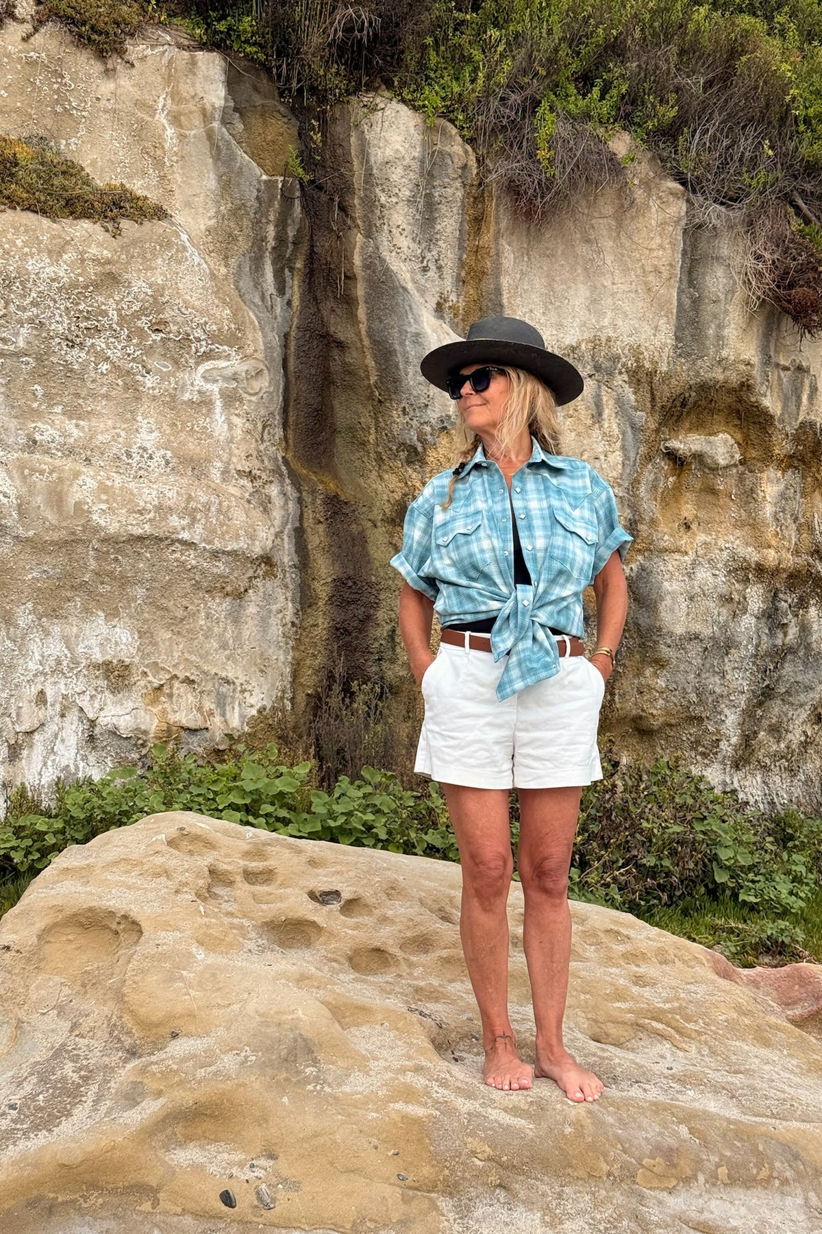 Men's Teal Short Sleeve Shadow Plaid Western Shirt