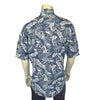 Men's Blue Chambray Floral Print Short Sleeve Western Shirt