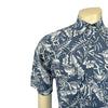 Men's Blue Chambray Floral Print Short Sleeve Western Shirt