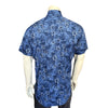 Men’s Blue Floral Print Short Sleeve Western Shirt