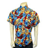Men’s Short Sleeve Hawaiian Print Western Shirt in Red