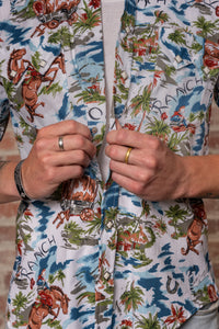 Men’s Blue Western Hawaiian Print Short Sleeve Shirt