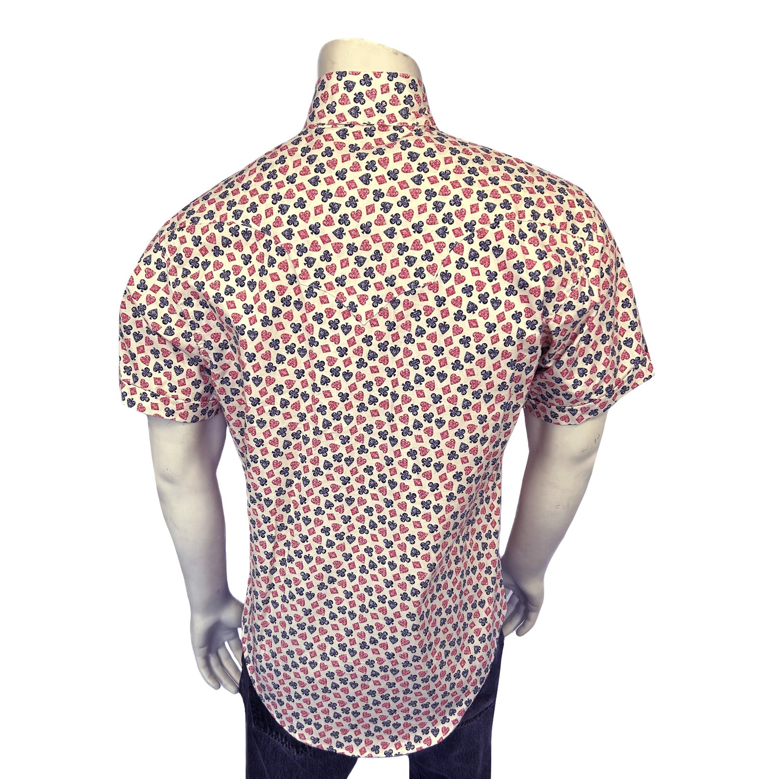 Men's Short Sleeve Cards Print Western Shirt