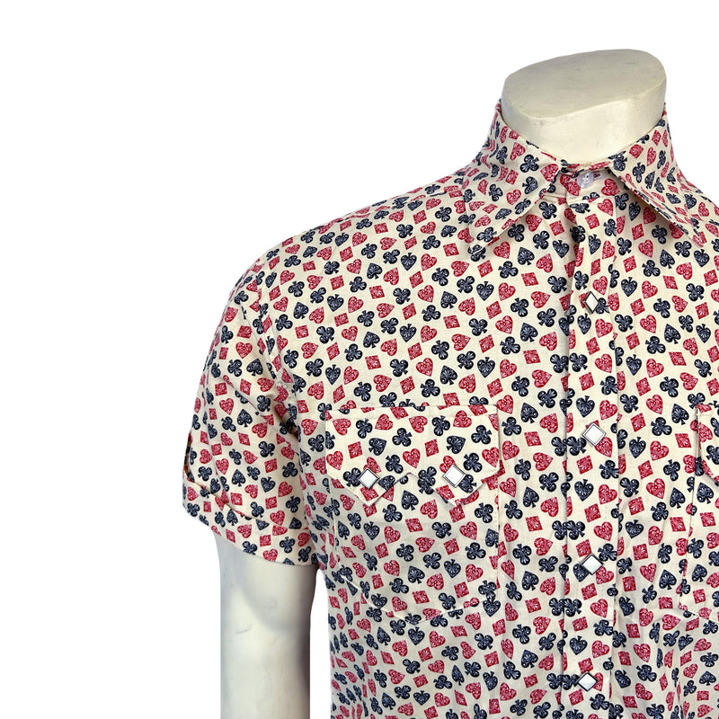 Men's Short Sleeve Cards Print Western Shirt