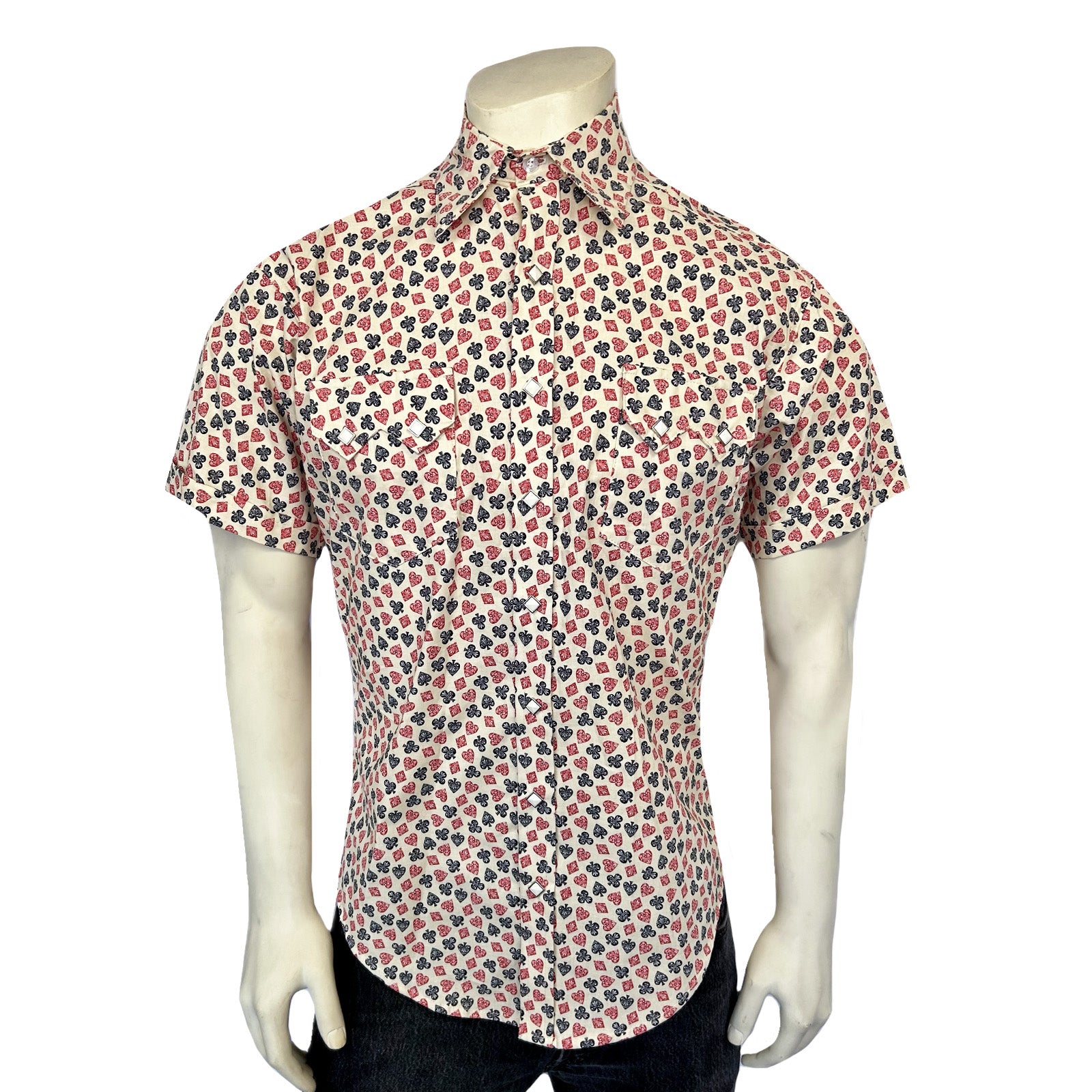 Men's Short Sleeve Cards Print Western Shirt