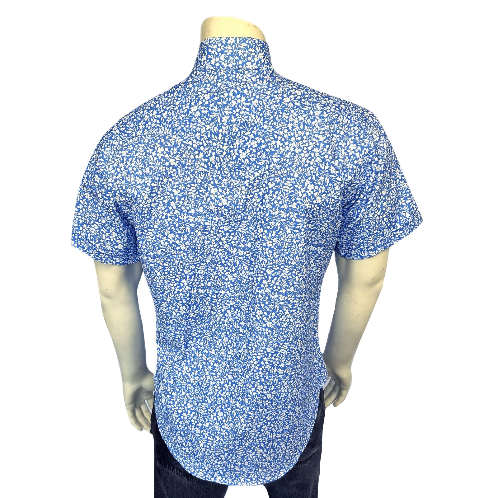 Men’s Short Sleeve Blue Floral Print Western Shirt