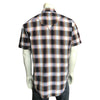 Men's Brown & White Shadow Plaid Short Sleeve Western Shirt