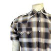 Men's Brown & White Shadow Plaid Short Sleeve Western Shirt