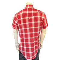 Men's Red & White Shadow Plaid Short Sleeve Western Shirt