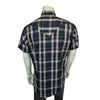 Men's Blue Short Sleeve Plaid Western Shirt