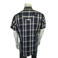 Men's Blue Short Sleeve Plaid Western Shirt