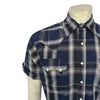 Men's Blue Short Sleeve Plaid Western Shirt