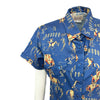 Women’s Vintage Bronc Print Short Sleeve Blue Western Shirt