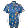 Women’s Vintage Bronc Print Short Sleeve Blue Western Shirt