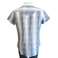 Women's Blue Shadow Plaid Short Sleeve Western Shirt