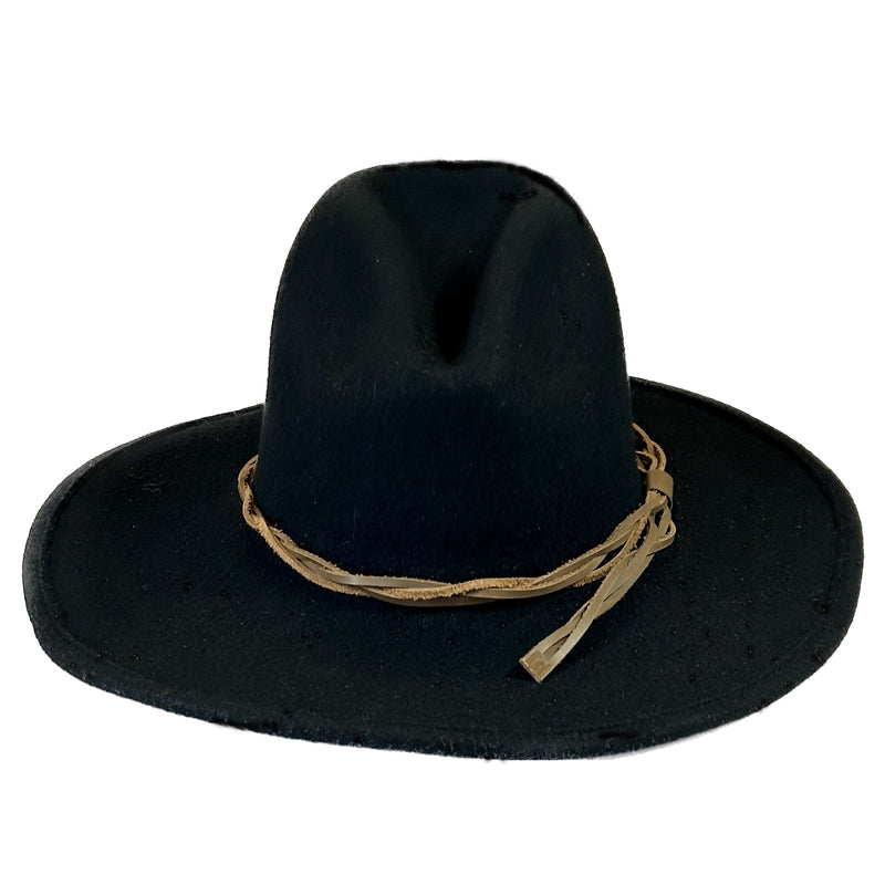 Lonesome Gus Black Premium 100% Wool Western Cowboy Hat