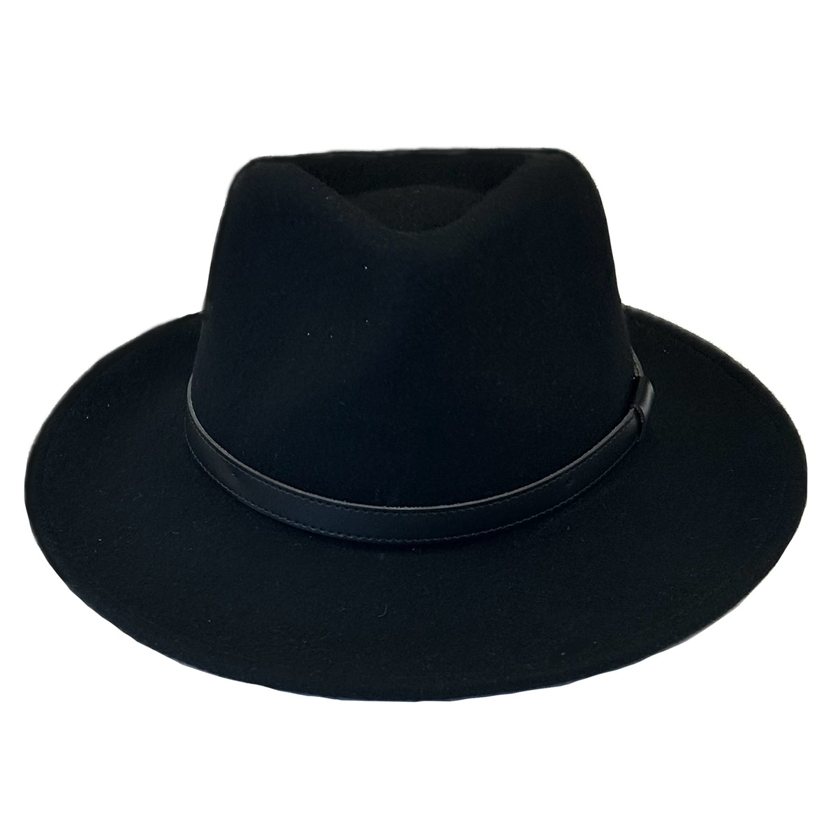 Black Wool Felt Western Hat with Faux Leather Band