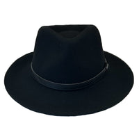 Black Wool Felt Western Cowboy Hat with Faux Leather Band