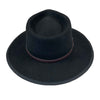 Black Wool Felt Flat Brim Western Cowboy Hat with Faux Leather Band