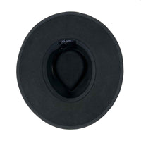 Black Wool Felt Flat Brim Western Cowboy Hat with Faux Leather Band