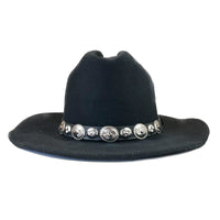 Crushable Black Felt Concho Western Cowboy Hat