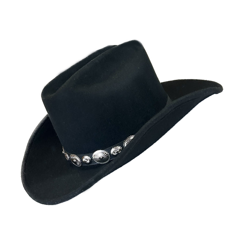 Crushable Black Felt Concho Western Cowboy Hat