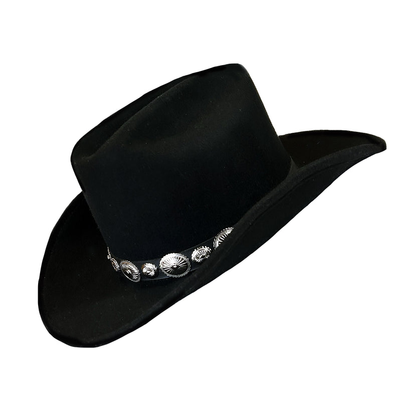 Crushable Black Felt Concho Western Cowboy Hat