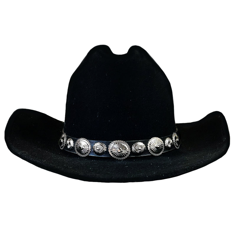 Crushable Black Felt Concho Western Cowboy Hat