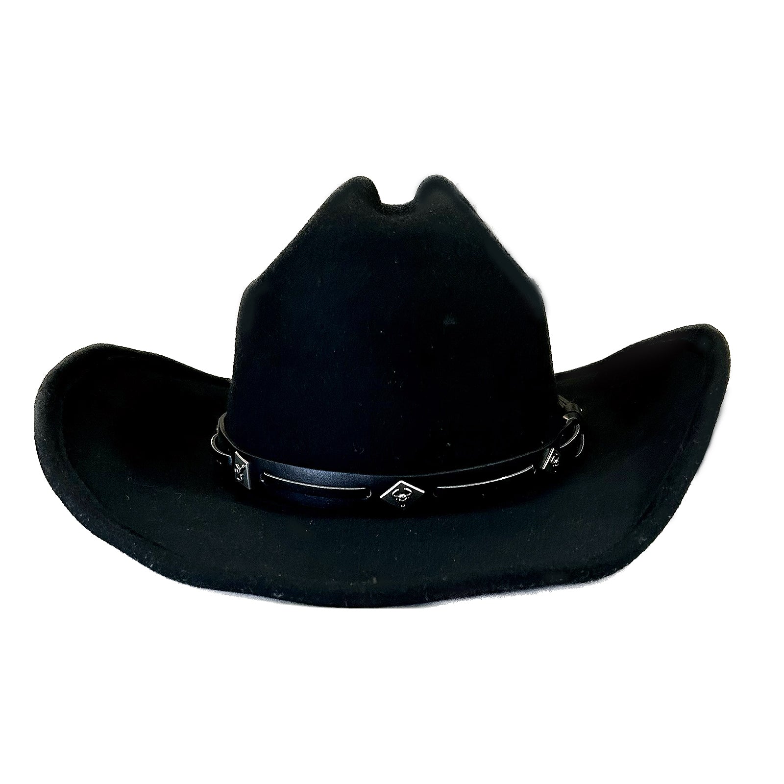 Black Wool Felt Western Cowboy Hat with Faux Leather Band