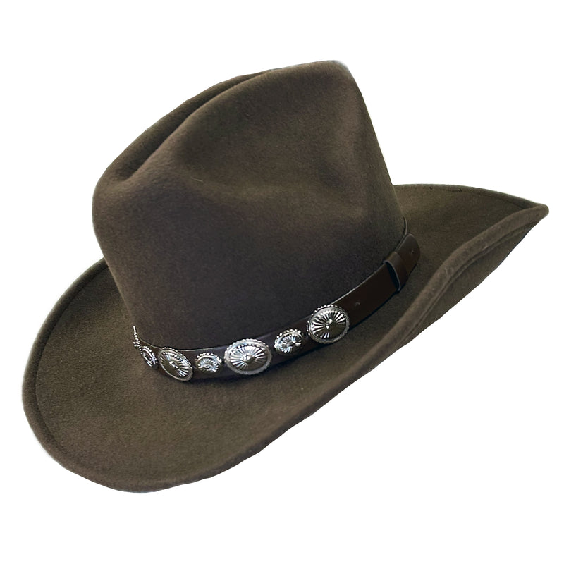 Crushable Brown Felt Concho Western Cowboy Hat