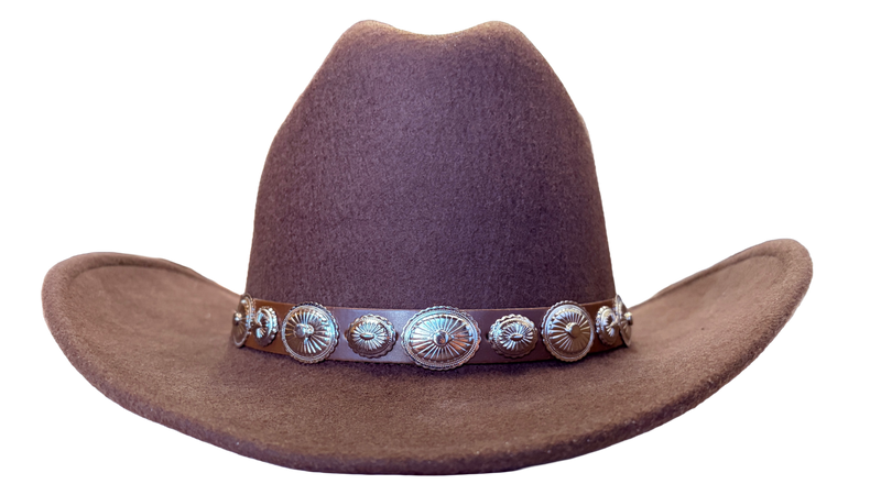 Wide Brim Felt Hat with Concho Band - Taupe Western Concho Band Western Hat Bands For Cowboy Hats Gigi Pip main image 4