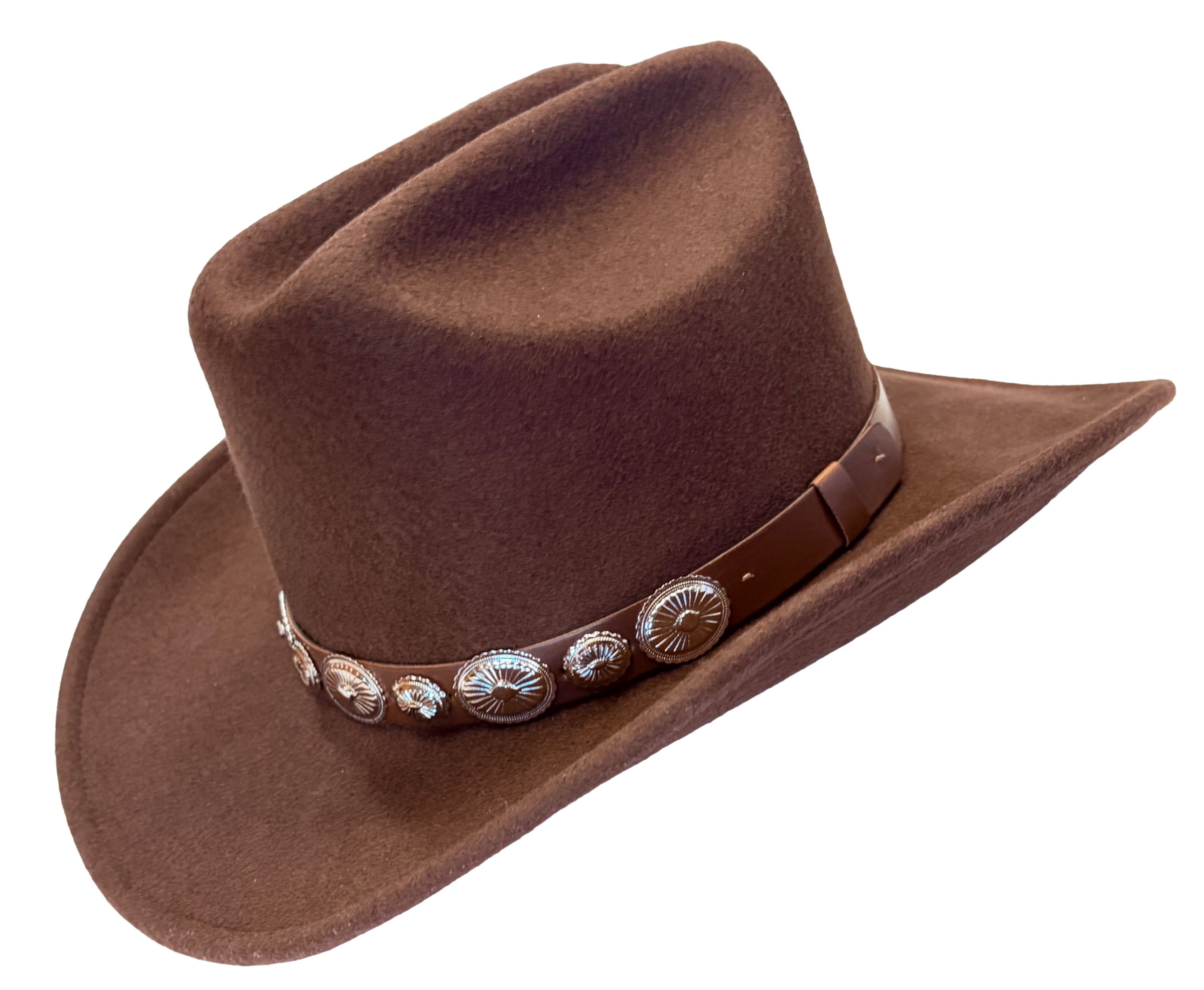 Crushable Brown Felt Concho Western Hat