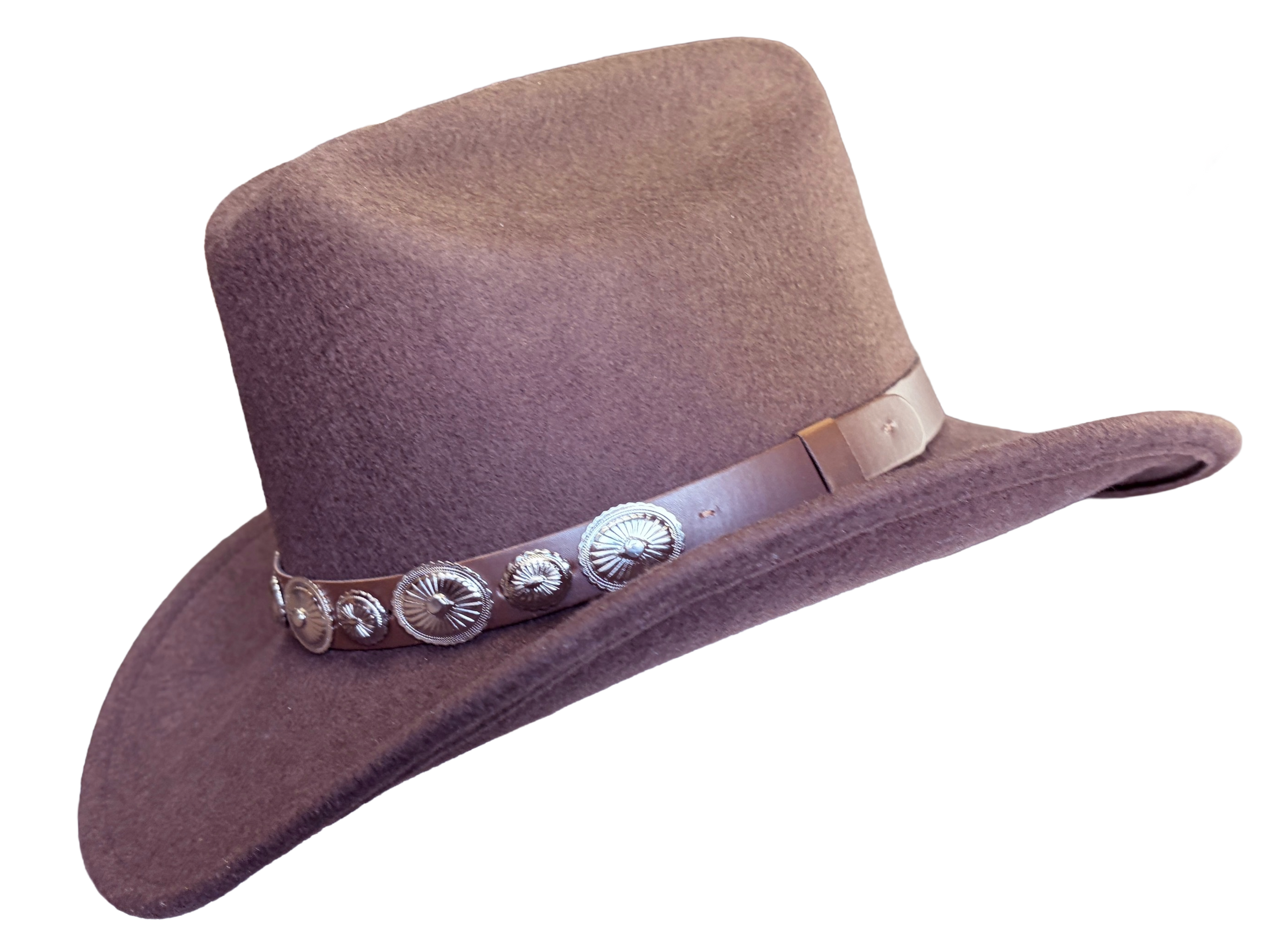 Crushable Brown Felt Concho Western Hat