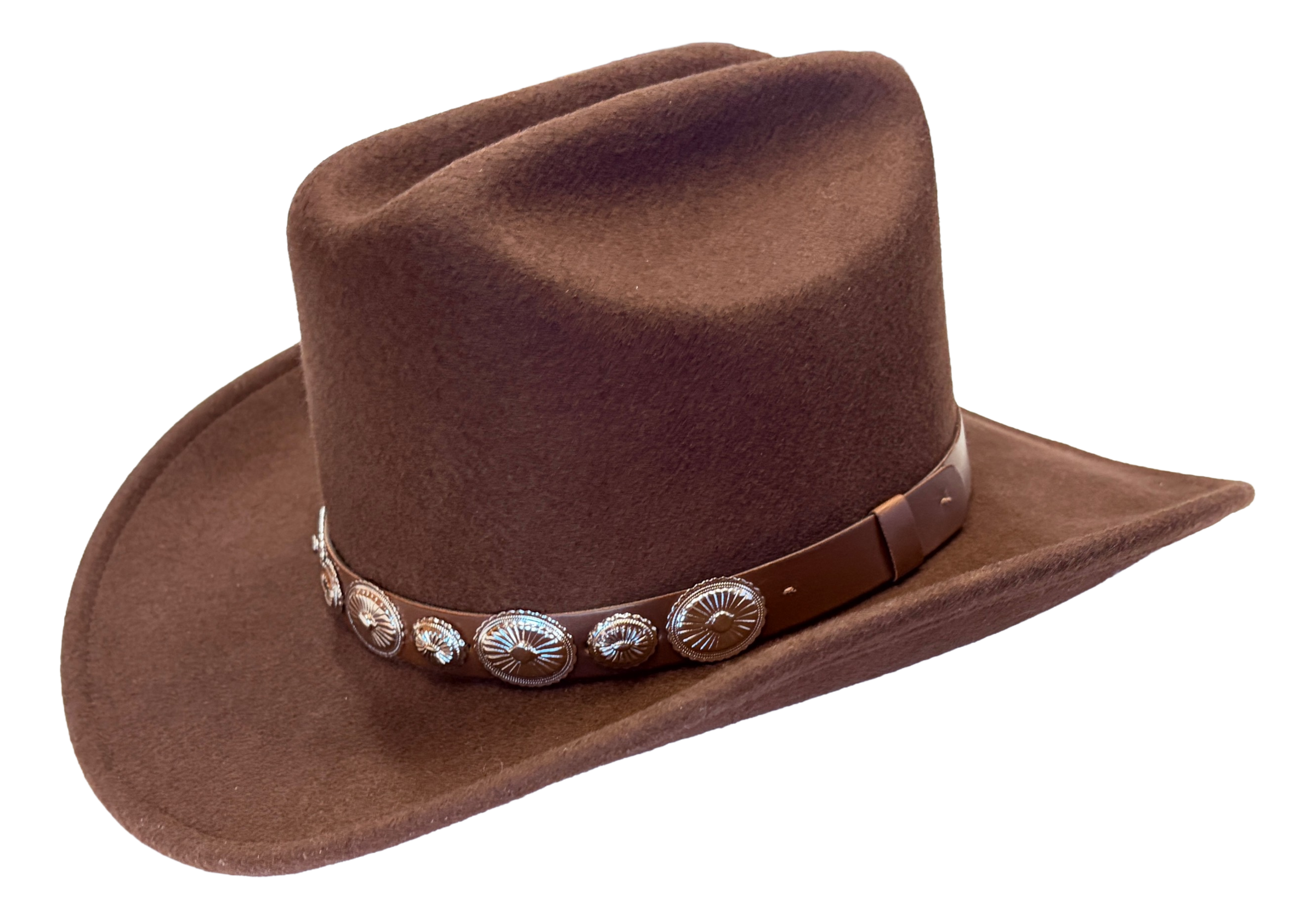 Crushable Brown Felt Concho Western Hat
