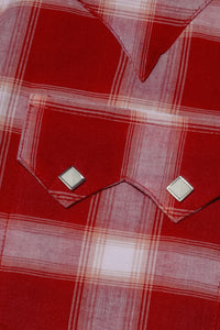 Men's Red & White Shadow Plaid Short Sleeve Western Shirt