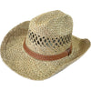 Raffia Straw Western Cowboy Hat with Concho String Band