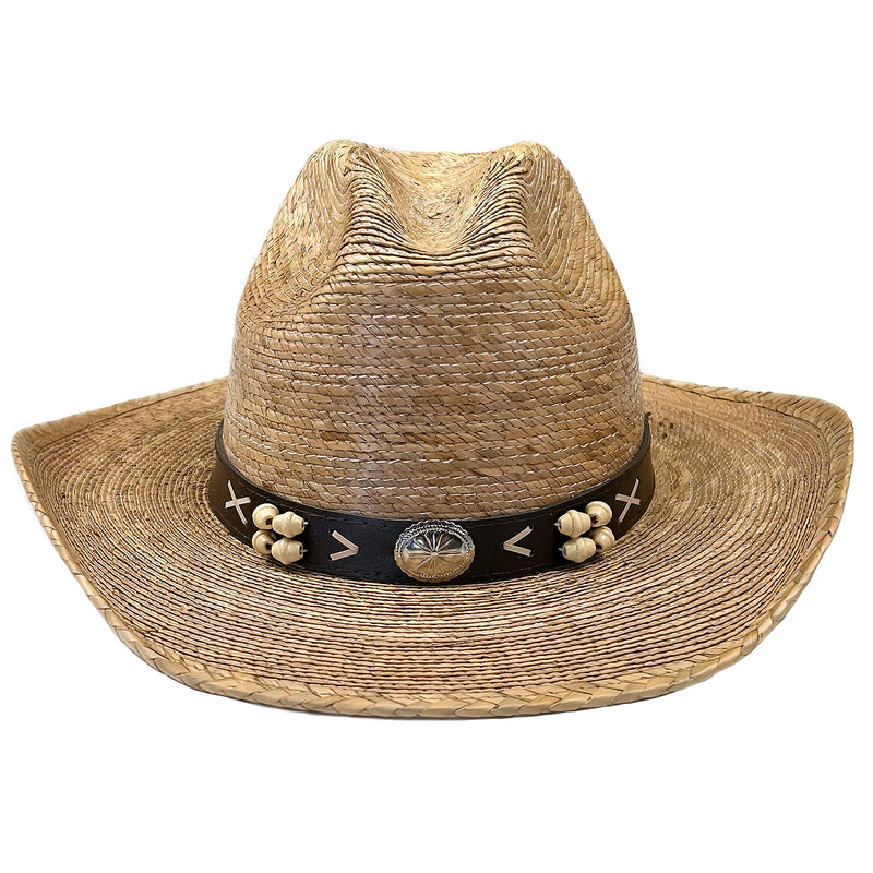 Palm Leaf Straw 2-Tone Pinch Western Cowboy Hat