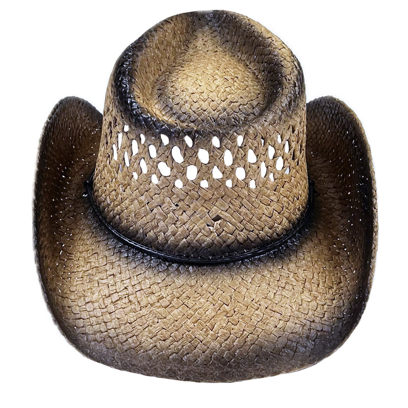 Raffia Straw 2-Tone Pinch Crease Western Cowboy Hat