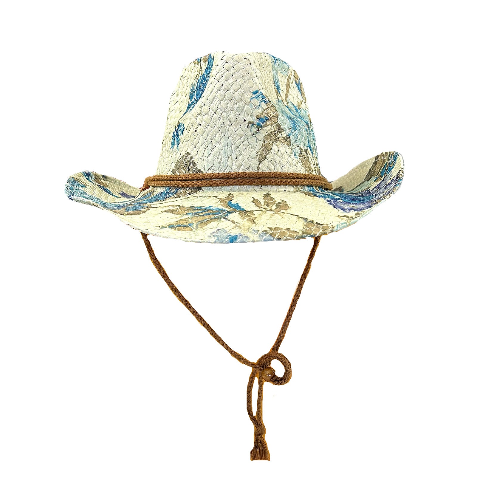 Rockmount Violet & Green Floral Print Straw Western Hat