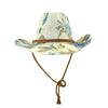 Floral Violet & Green Print Straw Western Cowgirl Hat