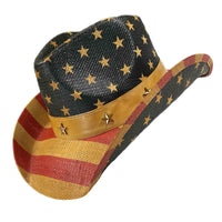 American Flag Raffia Straw Western Cowboy Hat