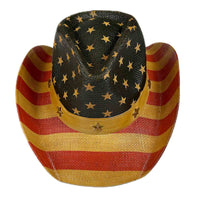 American Flag Raffia Straw Western Cowboy Hat