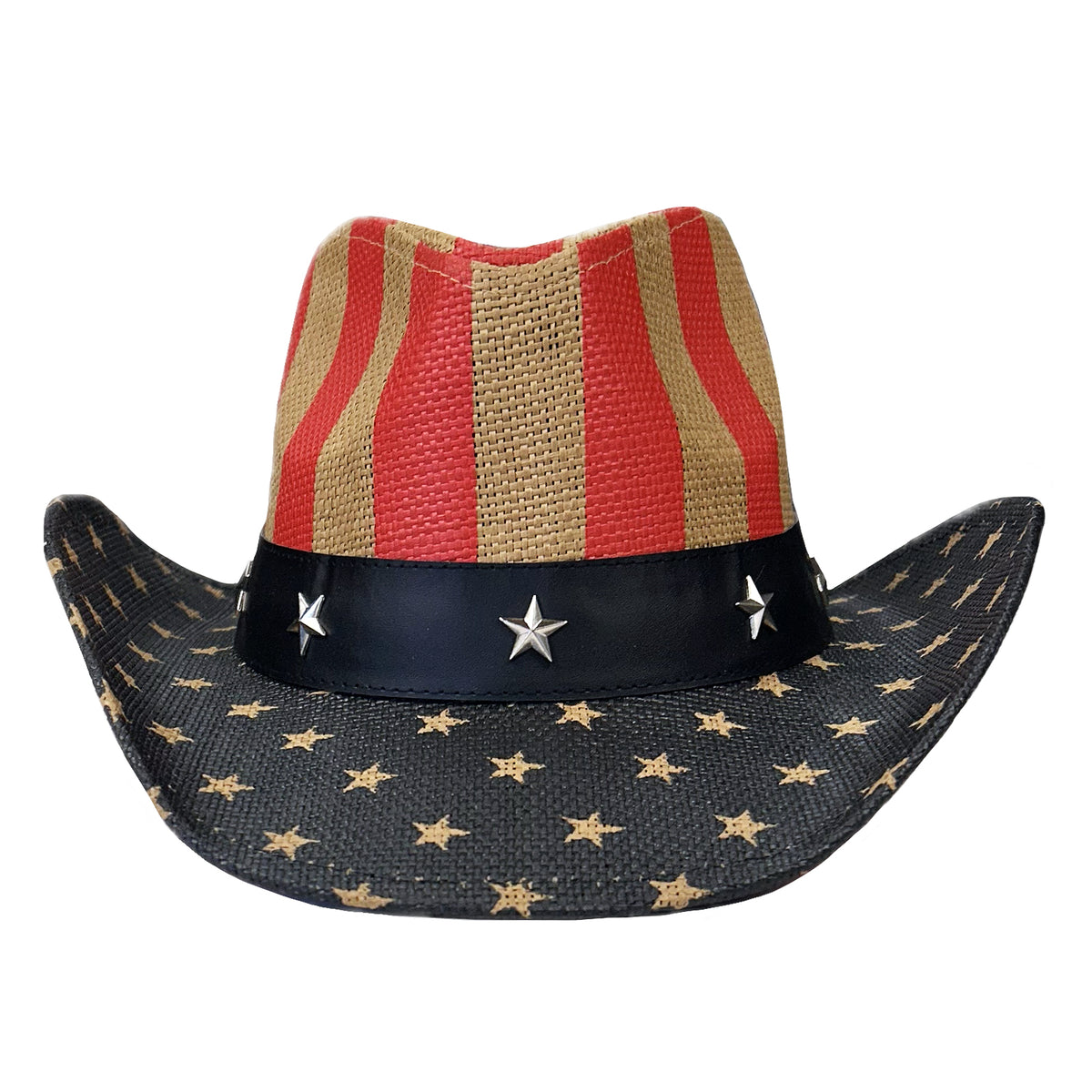 American Flag Raffia Straw Western Hat