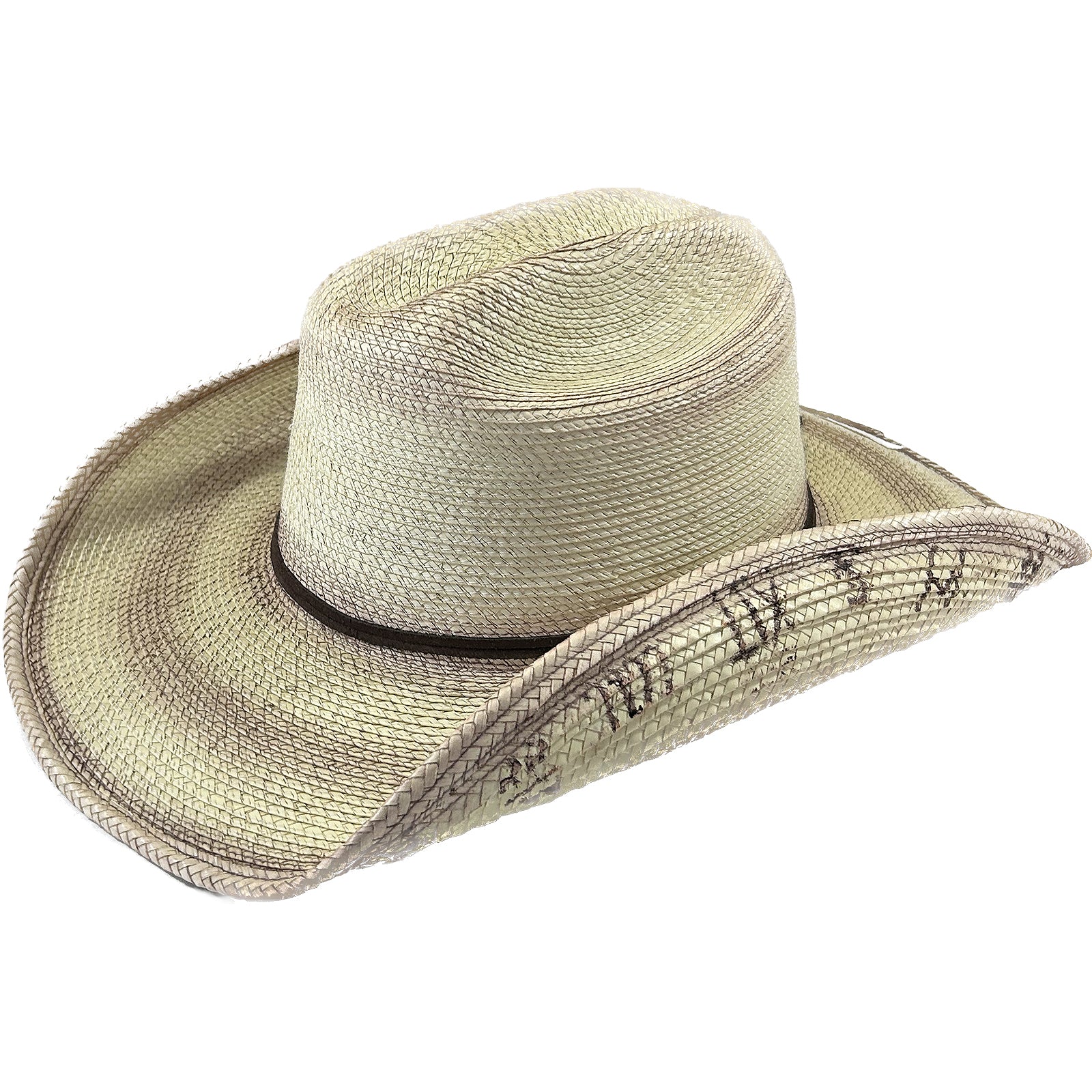 Palm Straw Western Cowboy Hat with Cattleman Brands - 6 7/8