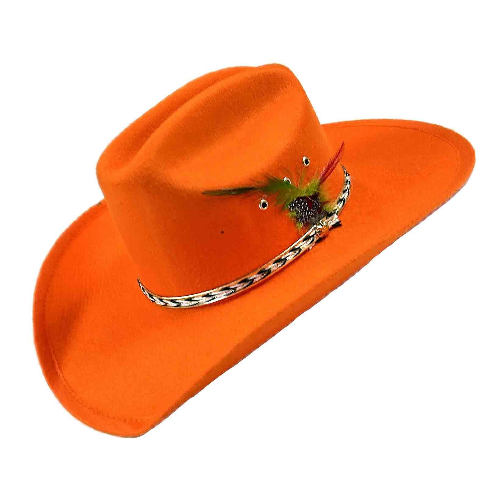 Blaze orange felt cowboy hat on sale