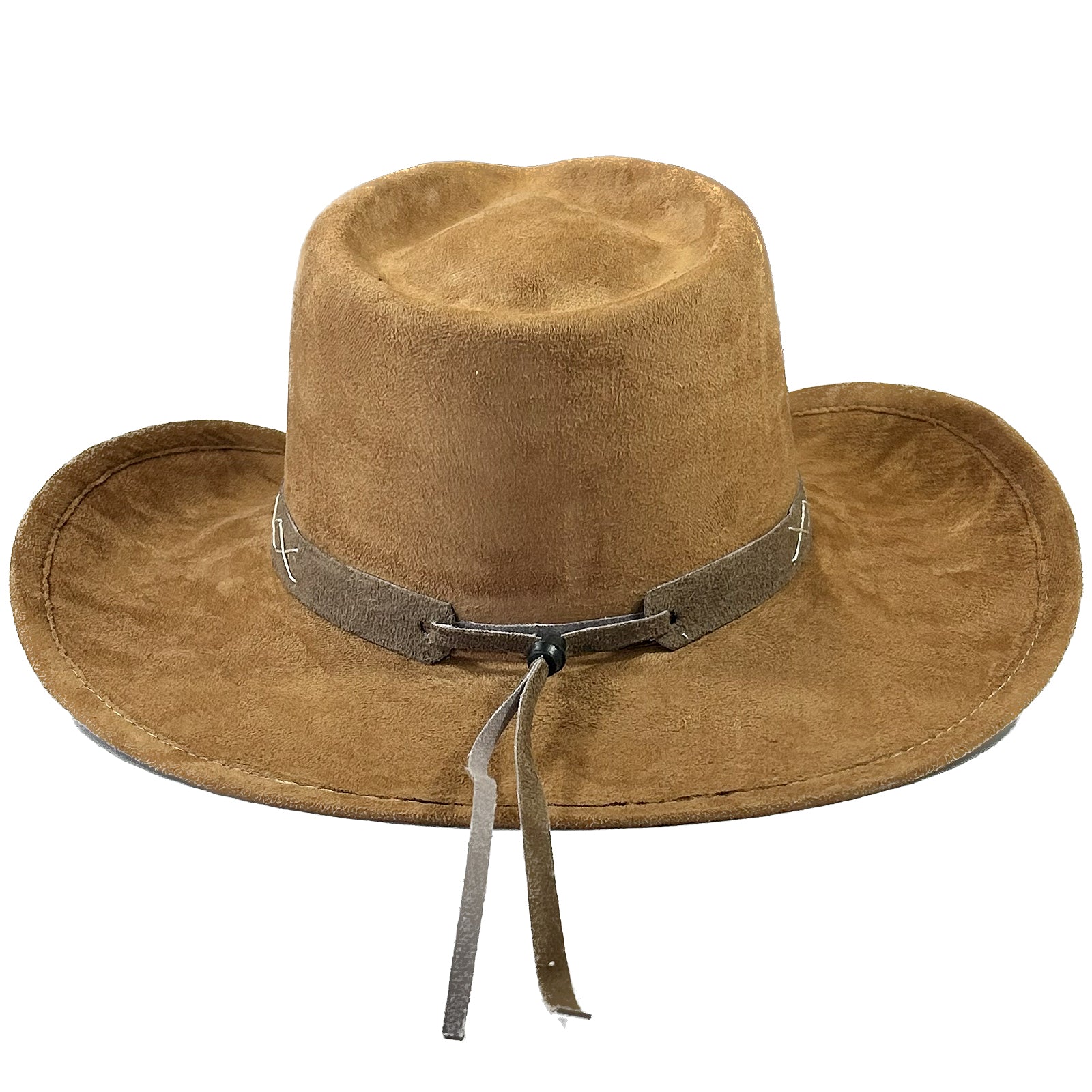 Faux Suede Cowboy Hat w/ Rope Tan Brown Black Western Hats Assorted Colors