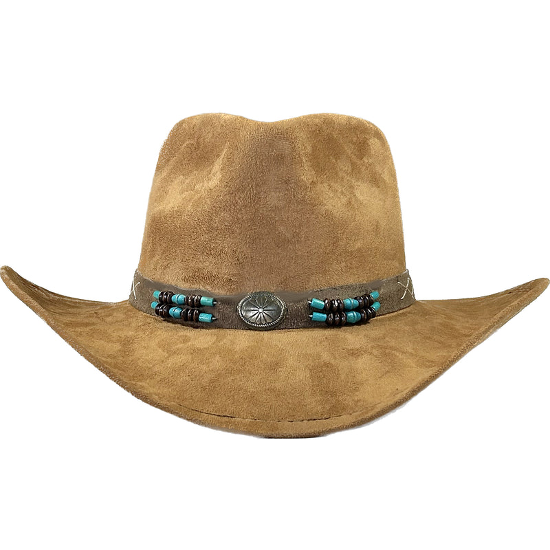 Suede Canyon Western Cowboy Hat in Light Brown - Sm/Med